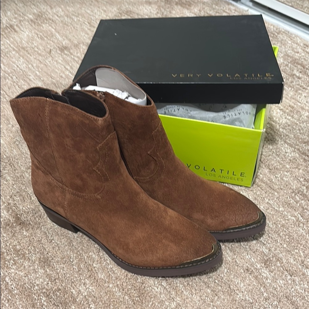 Very Volatile Brown Suede Western Boots